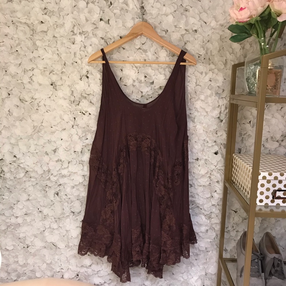 Free People Maroon Flowy Lacey Dress